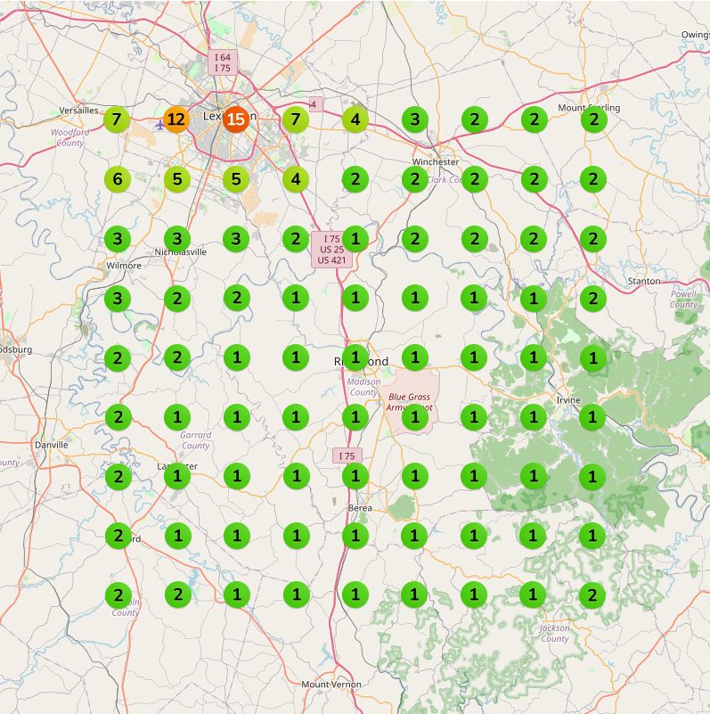 Local ranking grid for elder law attorney after: first or second across most of central Kentucky.
